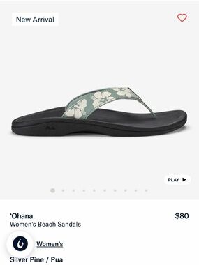 OluKai ‘Ohana Silver Pine Floral Thong Sandals